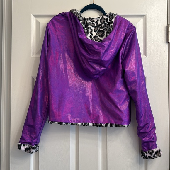 Leopard Faux Fur / Purple Holographic Jacket - Small - Picture 3 of 6